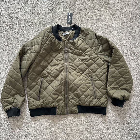 ZEAGOO | Women's Bomber Jacket Quilted Casual Zip Up w Pockets | Green | Size: L - Picture 2 of 11